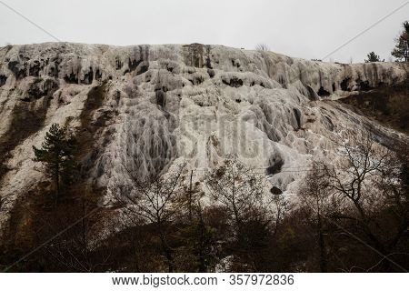 Akkaya Travertines, Bolu Province In Winter. Turkey