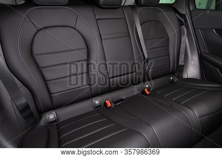 Mercedes-benz Glc-class - Rear Seat For Passengers In Black Leather.novosibirsk, Russia - March 07, 