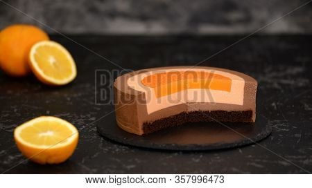 French Chocolate Orange Mousse Cake. Swet Food