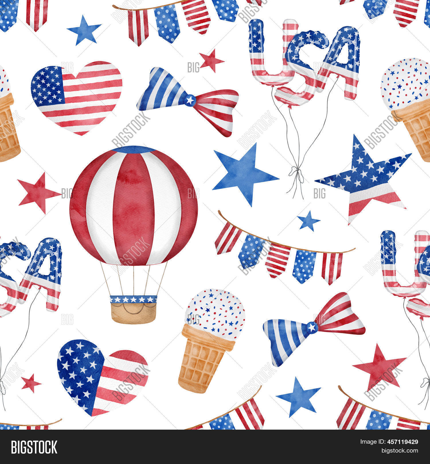 4th July Watercolor Image & Photo (Free Trial) Bigstock