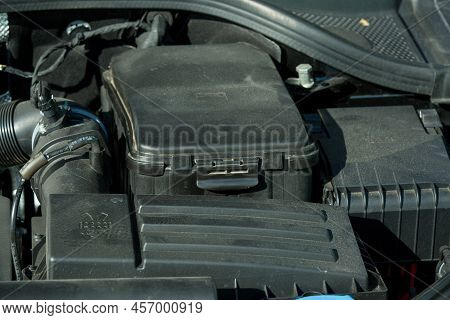 Dnepropetrovsk, Ukraine - 06.08.2022: Audi Q3 In Black. Subcompact Luxury Crossover Audi Q3. Close-u