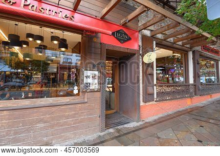 Gramado, Rs, Brazil - May 17, 2022: Facade Of Lugano Chocolates Shop, Famous Chocolate Shop Of Grama