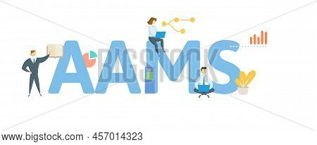 Aams, Accredited Asset Management Specialist. Concept With Keyword, People And Icons. Flat Vector Il