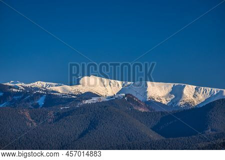 Snowy Hill The Chabenec In Low Tatras Mountains, Slovakia, Europe.