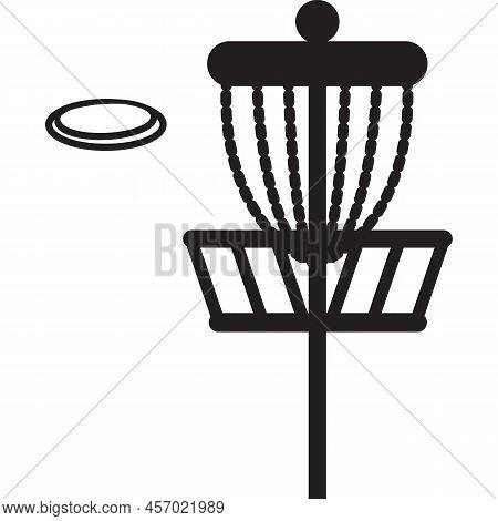 Disc Golf Basket Icon On White Background. Disc Golf Logo. Disc Golf Sport Symbol. Flat Style.