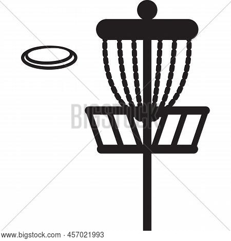 Disc Golf Basket Icon On White Background. Disc Golf Logo. Disc Golf Sport Symbol. Flat Style.