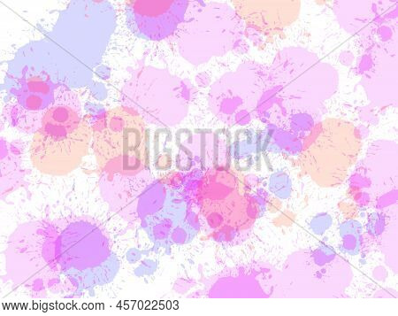 Dot Spread Blue, Violet Orange Color Paint Suffuse On White Paper Background Abstract Artwork Contem