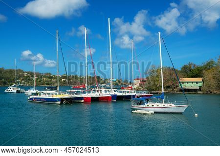 Castries, St Lucia -may 4 - A Marina With Colorful Boats On May 4 2022 In Castries, St Lucia.