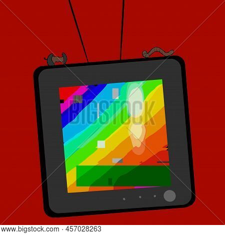 Abstract Background With A Tv In Which Interference Is Depicted