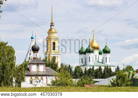 View Of Churches And Cathedral On Sobornaya Square In Kolomna Kremlin In Old Kolomna City On Sunny S
