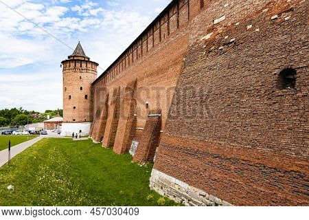 Kolomna Kremlin Outside Walls And Marinkina Tower In Old Kolomna City On Summer Day
