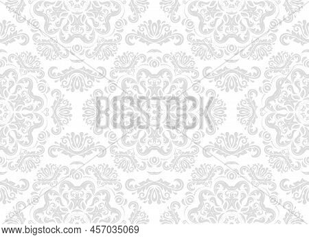 Orient Classic Light Silver Pattern. Seamless Abstract Background With Vintage Elements. Orient Back