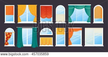 Blind Window Curtains. Home Roller Blade With Shades And Jalousie, Venetian And Roman Treatment For 