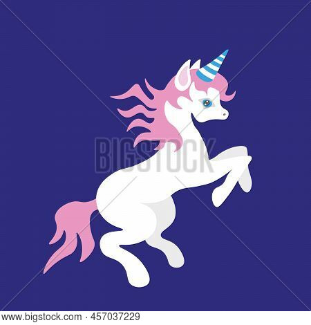 Сute Galloping Cartoon Unicorn \nflat Image Of A Fairy Creature For Interior Decoration, Textiles, D