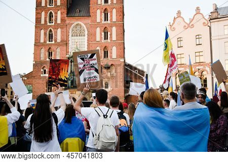 Krakow. Poland. 25.06.2022 International Peace Rally. Ukrainians Ask To Release Defenders From Azovs