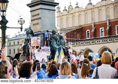 Krakow. Poland. 25.06.2022 International Peace Rally. Ukrainians Ask To Release Defenders From Azovs