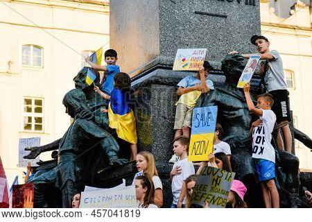 Krakow. Poland. 25.06.2022 International Peace Rally. Ukrainians Ask To Release Defenders From Azovs