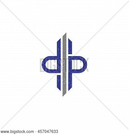 Abstract Initial Letter Dp Logo In Blue And Silver Color Isolated In White Background Applied For Pr
