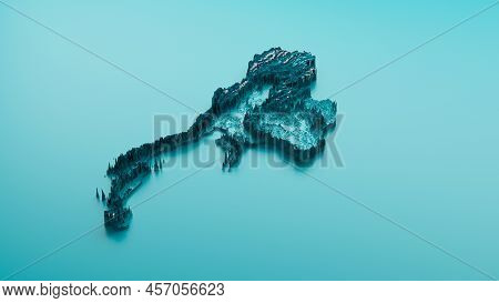 Topographic Thailand Map Hypsometric Thailand Elevation Tint Spectral Shaded Relief Map 3d Illustrat