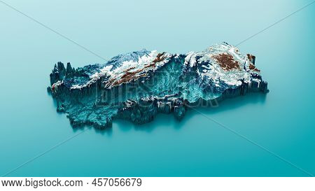 Topographic Turkey Map Hypsometric Turkey Elevation Tint Spectral Shaded Relief Map 3d Illustration