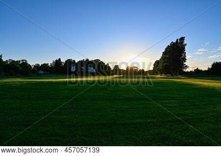Evening Light Over Golf Course In Kumla Sweden