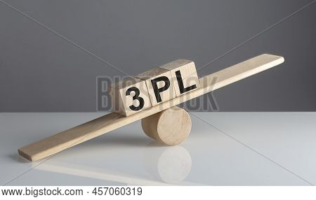 3pl - 3rd Party Logistics On A Wooden Cubes On A Wooden Balance , Business Concept
