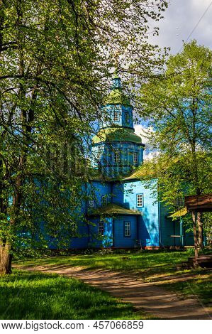 Old Wooden Church In In Open Air Museum Of Folk Architecture And Folkways Of Middle Naddnipryanschin