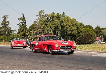 Forlimpopoli, Fc, Italy - June 16, 2022: Vintage Sports Car Mercedes Benz 300 Sl Coupe W198 (1955) I