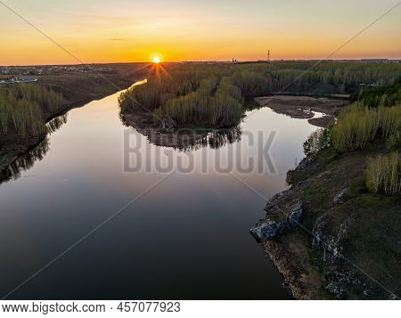 Confluence Of The Iset And Kamenka Rivers In The City Kamensk-uralskiy. Iset And Kamenka Rivers, Kam