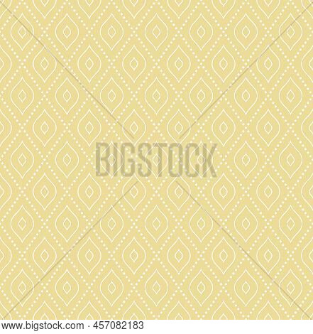 Geometric Dotted Pattern. Seamless Abstract Modern Golden And White Texture For Wallpapers And Backg