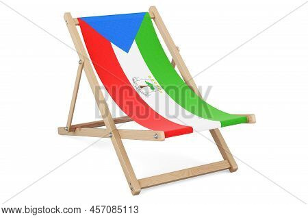 Deckchair With Equatoguinean Guinea Flag. Equatorial Guinea Vacation, Tours, Travel Packages, Concep
