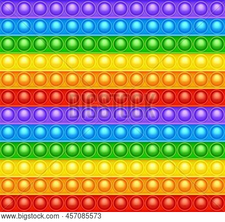 Colorful Silicone Anti-stress Pop It Toy Texture, Pattern. Trendy Sensory Game For Children. Rainbow