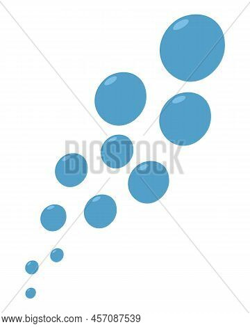 Bubbles. Small Blue Balls Rise Up. Round Air Bubbles In Water. Color Vector Illustration. Flat Style