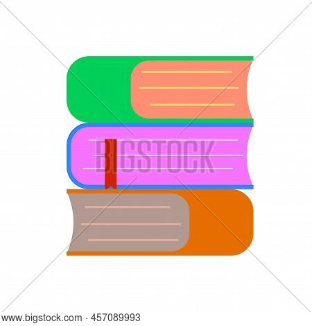 Books Stacks Color Icon In Flat Style. Flat Cover Book On White Backdrop. Vector Illustration. Stock