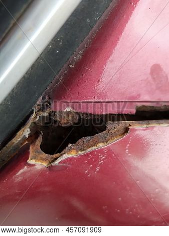 Macro Of Rusted Car Parts. Defective Car Parts.