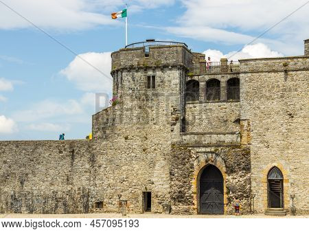 Limerick, Ireland - June 4, 2022: Tourists And Locals In The Courtyard Of King John's Castle In Lime