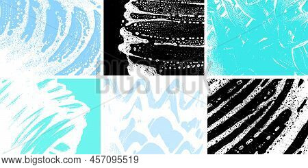 Soap Grunge Backgrounds. Foam Textures Set. Foam Water. Soap Bubble Stains. Shampoo. Shaving Cream. 