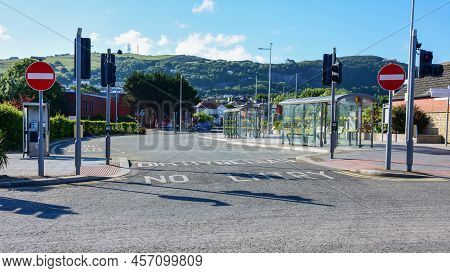 Prestatyn, Uk. Jun 22, 2022. An Empty And Quiet Prestatyn Bus Station On A Sunny, Early Summertime D