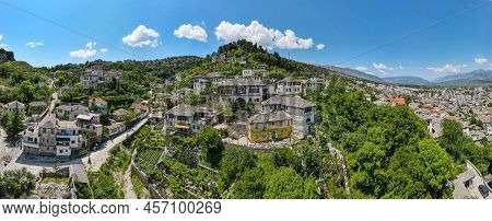 Drone View At The Town Of Gjirokastra On Albania