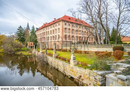 Libochovice Chateau - Baroque Historical Building With Beautiful Park Located In Central Bohemian Up