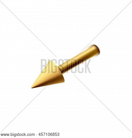 Golden Piercing Jewelry With Spike Or Cone, Realistic 3d Vector Illustration Isolated On White Backg