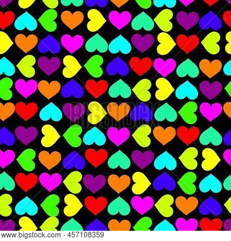 Multicolored Hearts, Background Image For The Holiday, Pattern