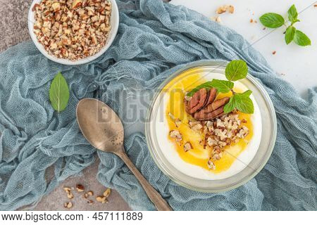 Natas Do Ceu Is A Traditional Portuguese Dessert Made With Cream, Eggs And Biscuits Decorated With P