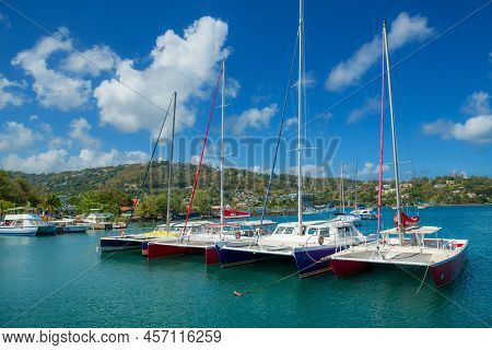 Castries, St Lucia -may 4 - A Tropical Marina With Colorful Boats On May 4 2022 In Castries, St Luci