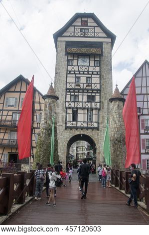 Bukit Tinggi, Malaysia - Jun 08, 2022: People Visit To Old French Style Public Building At Colmar Bu