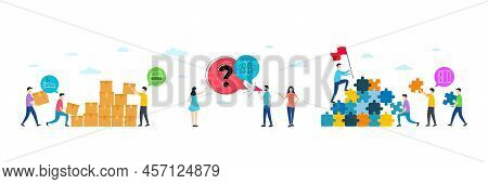 Chandelier, Mattress And Sleep Minimal Line Icons. People Characters With Puzzle, Delivery Parcel. O