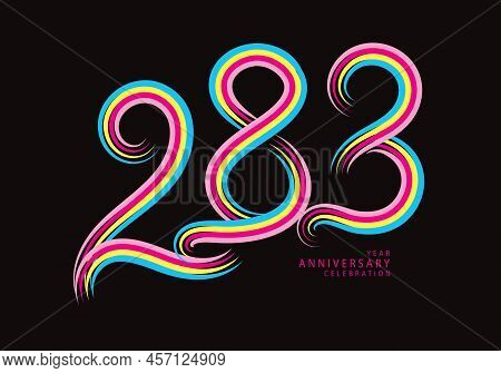 283 Number Design Vector, Graphic T Shirt, 283 Years Anniversary Celebration Logotype Colorful Line,