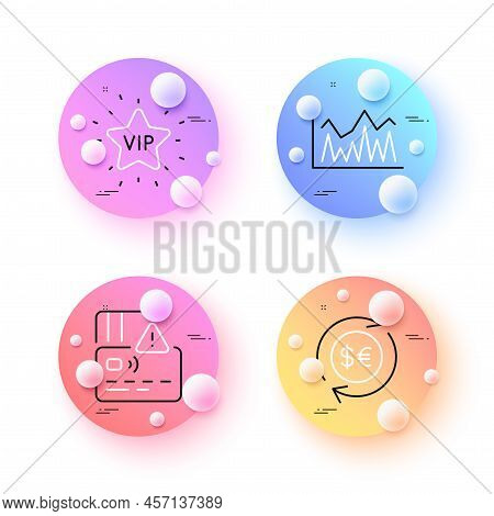 Vip Star, Investment And Money Currency Minimal Line Icons. 3d Spheres Or Balls Buttons. Card Icons.