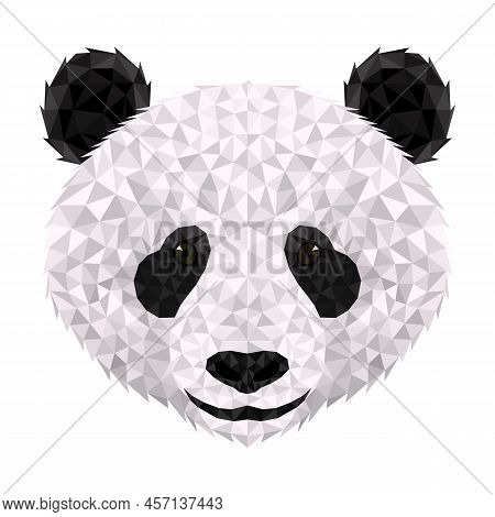 Panda Polygonal. Low Poly Triangular Panda Face