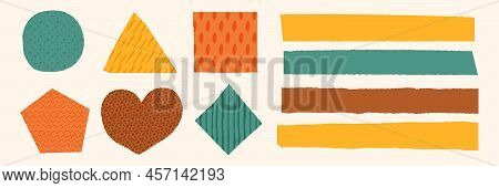 Washi Tape Set With Different Patterns. Scotch, Color Patterned Adhesive Tape Collection, Different 